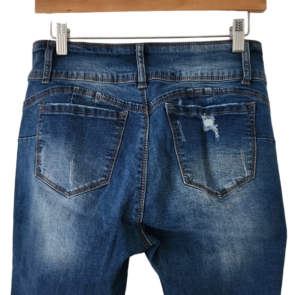 Wax Jean Butt, I Love You Size 13 Distressed Navy Blue Jeans - Picture 3 of 6